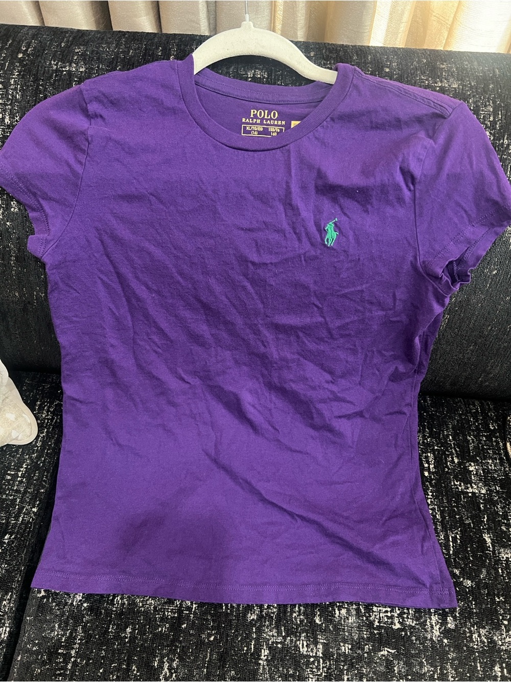Polo by Ralph Lauren Purple Tee with Cream Label Print